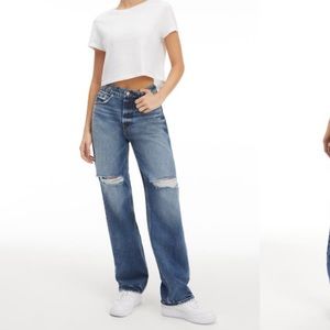 Good American good 90s ripped straight leg jeans